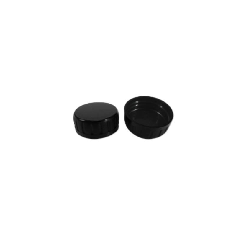 Tapa de plastico SIN PERFORAR NEGRA. Para envases BTCAN*. A rosca. 38mm